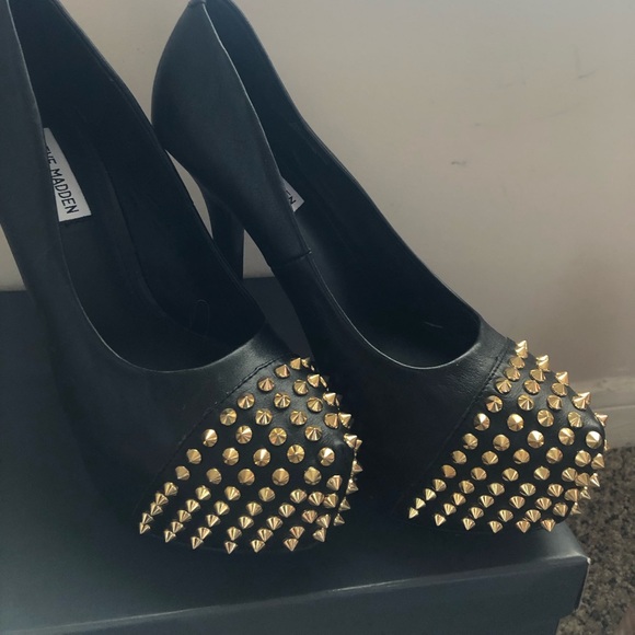 Steve Madden Shoes - Steve Madden Gold Spiked Heels